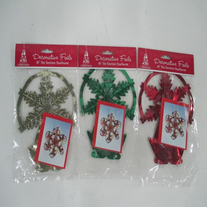 6 Section Starburst Christmas Decoration - Assorted Colours (16")