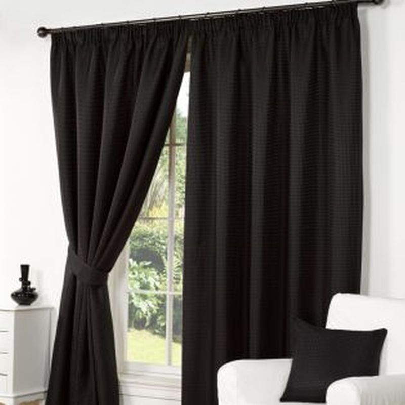 Waffle Curtains (45" Width x 54" Drop) - Black