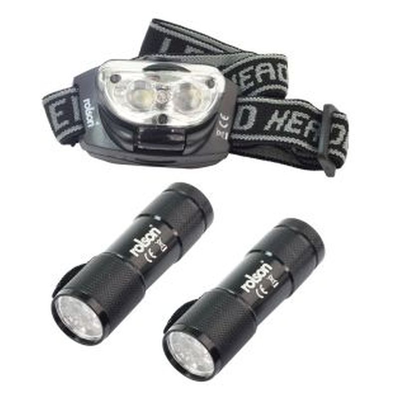 Rolson 9 LED Torch & 3 LED Head Light