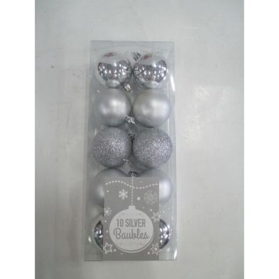 See more information about the Pack of 10 Christmas Balls Decoration - Silver (6cm)