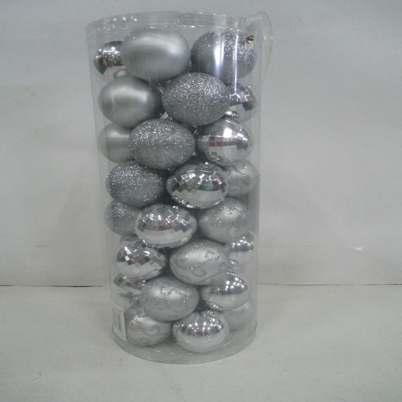 Pack of 40 Christmas Balls Decoration - Silver (6cm)