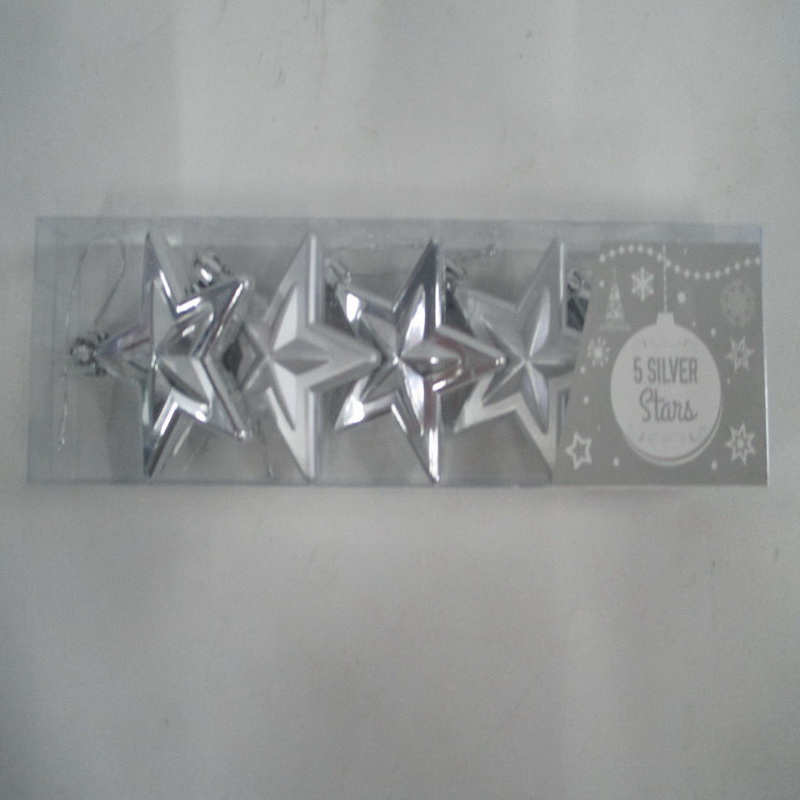 Silver Stars 6cm 5 Pack
