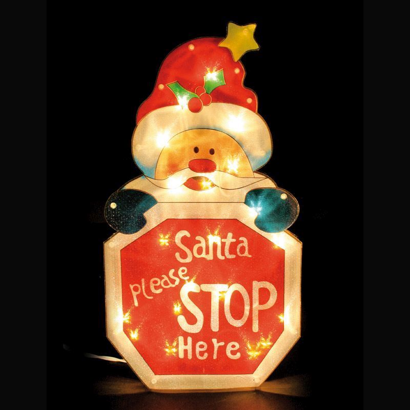 Santa Please Stop Here Christmas Window Light (20b)