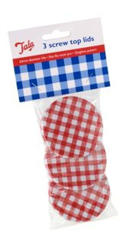 Sml Preserve Jar Lids Gingham Pck3