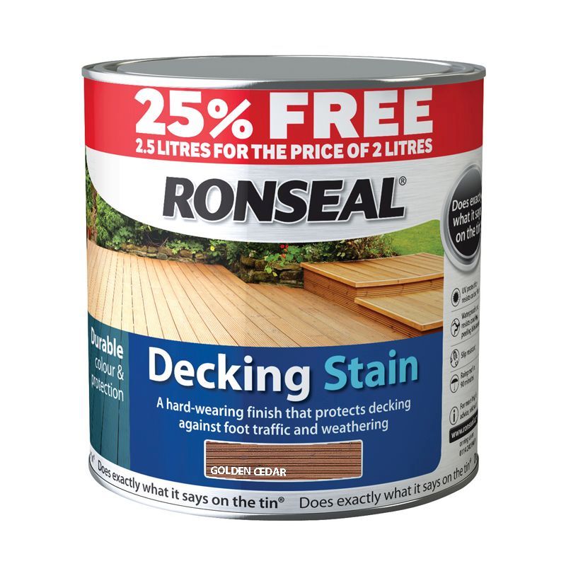 Ronseal Decking Stain (2 Litre + 25%) - Golden Ceder