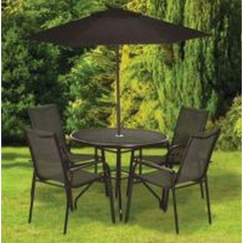 Croft Avellino Steel Tubing Patio Dining Set - 4 Seat with Not applicable Striped Cushions