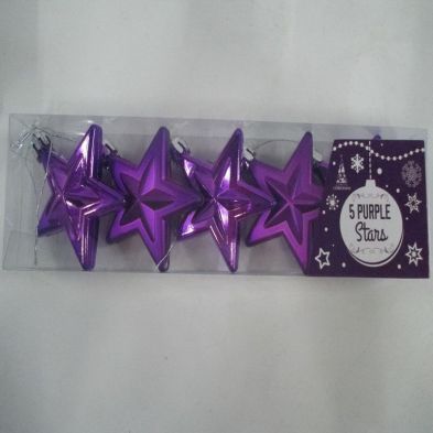 See more information about the Pack of 5 Christmas Stars Decoration - Purple (6cm)