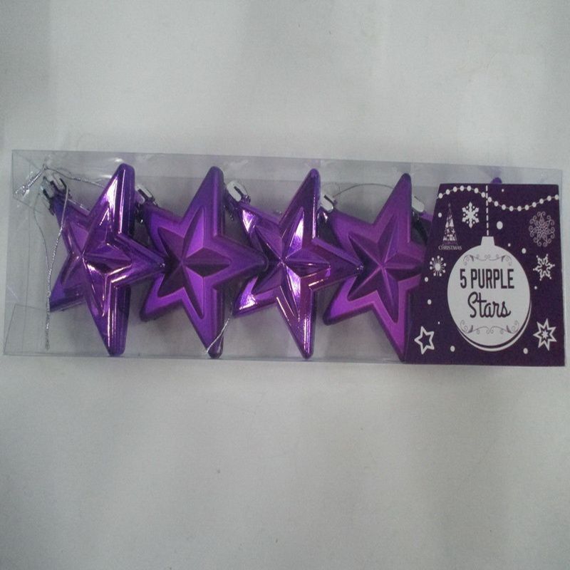 Pack of 5 Christmas Stars Decoration - Purple (6cm)