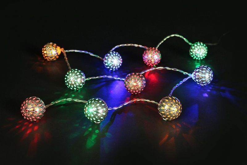 Silver Low Voltage Metal Ball With 30 Cold Multi-Coloured LED’s