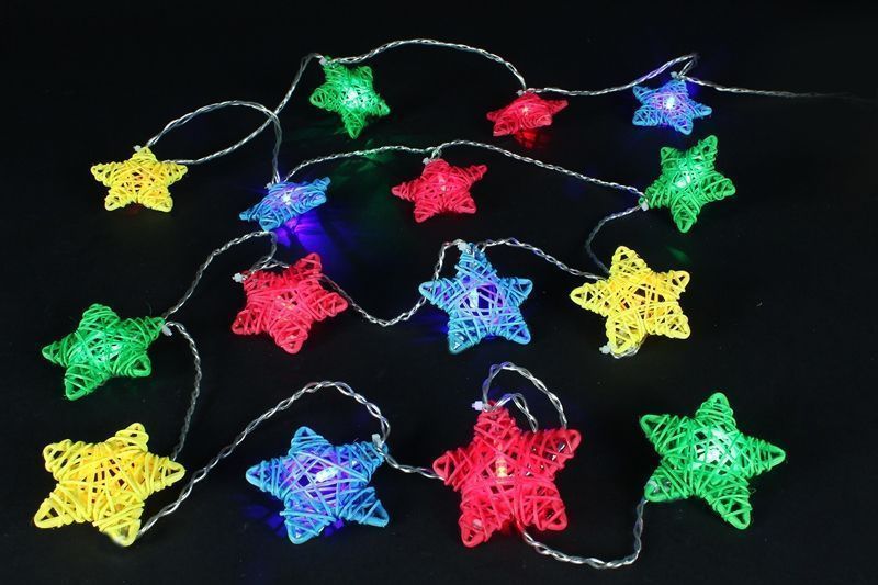 Low Voltage Rattan Stars With Multi-Coloured LED’s