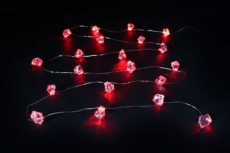 20 Waterproof Battery Powered LED Lights Red Ice Cubes