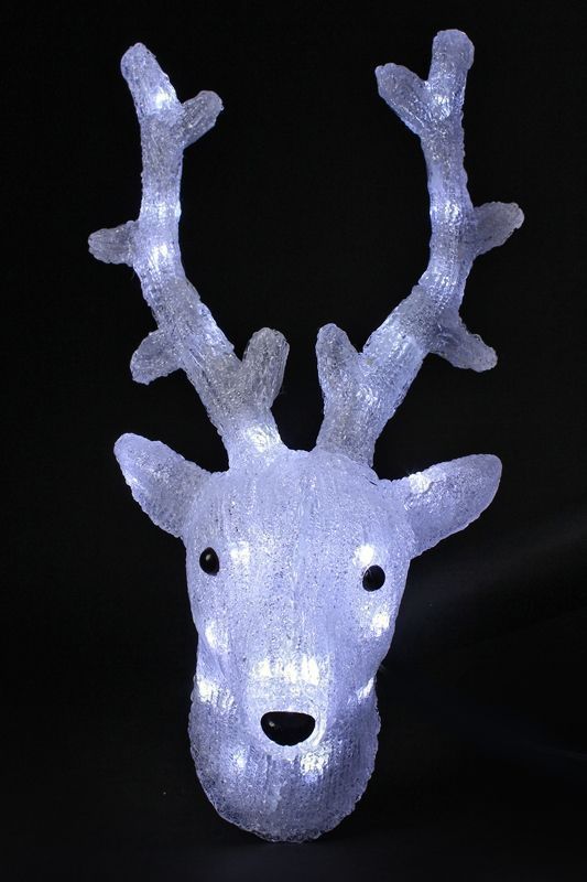 Acrylic Reindeer Head With 40 White Static LED’S