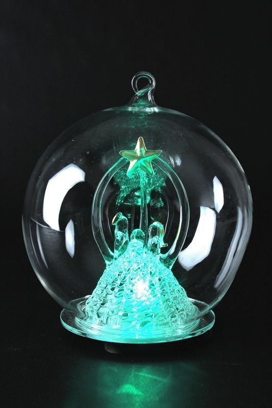 Christmas Xmas Decoration Glass Hanging Ball With Colour Changing LED