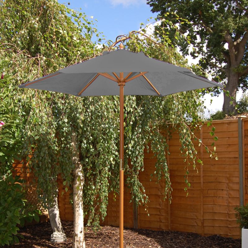 Charcoal Grey Wooden Parasol (2m)