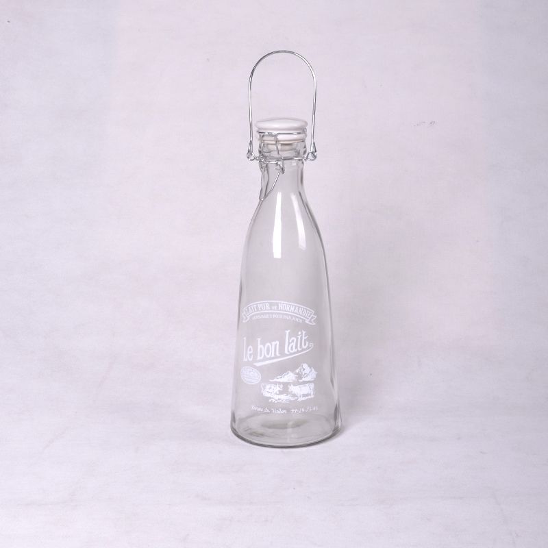 Glass Milk Bottle with Clip Lid (1lt)