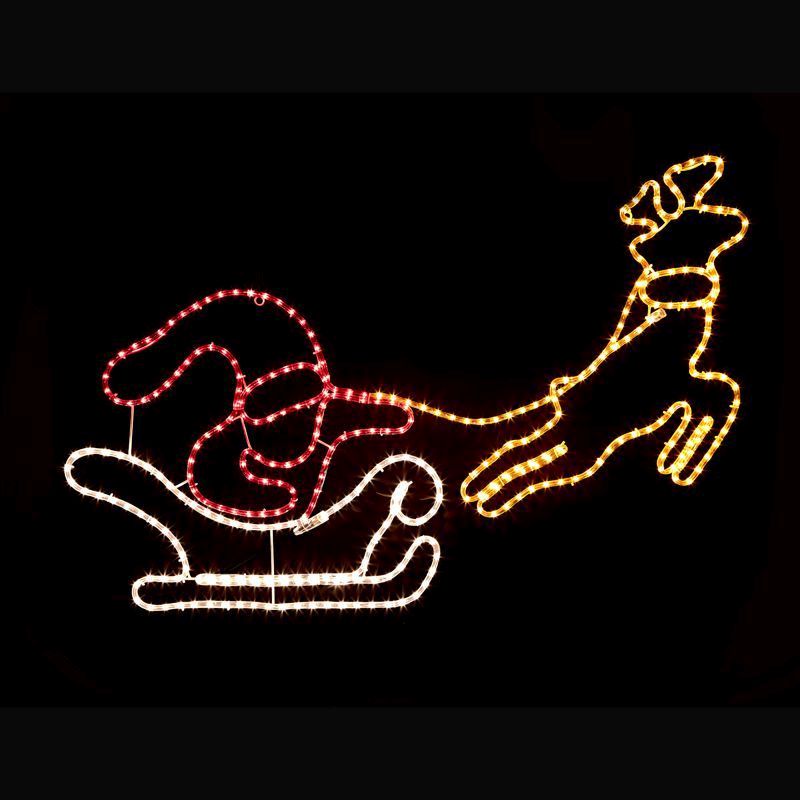 Santa Sleigh and Reindeer Christmas Rope Lights