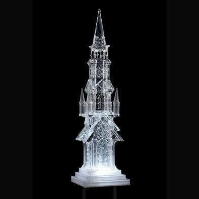 See more information about the LED Light Up Festive Water Tall House with Water Spinning Glitter (H44cm)