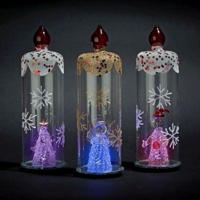 See more information about the Festive Christmas Glass Candle with Colour Changing LED Lights