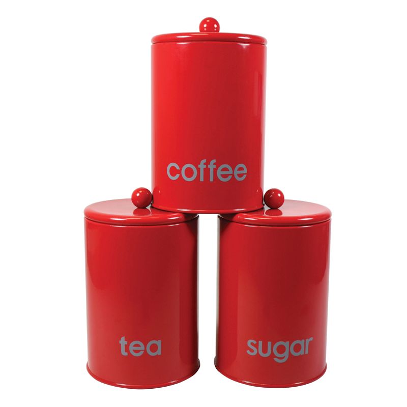 Red 3 Piece Round Canister Set