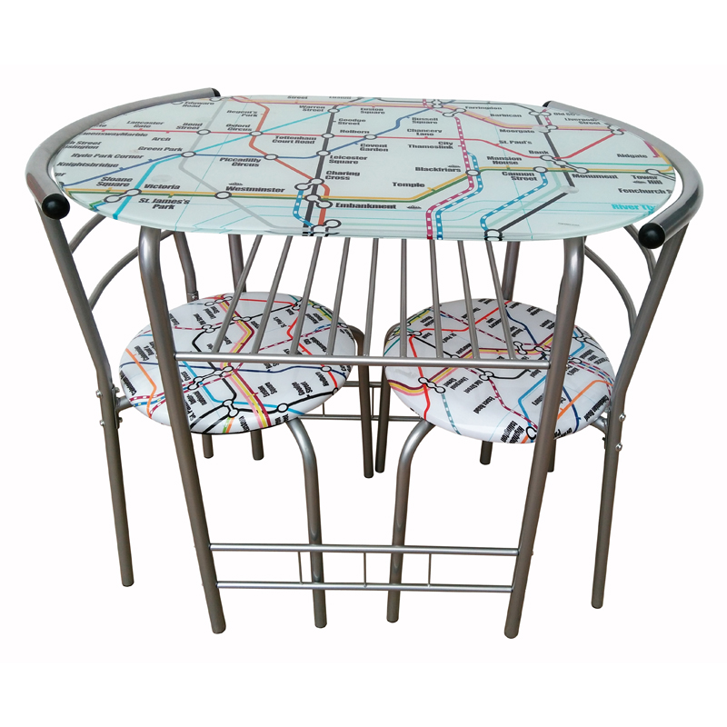 See more information about the Printed Dining Set Table With 2 Chairs - Underground Design