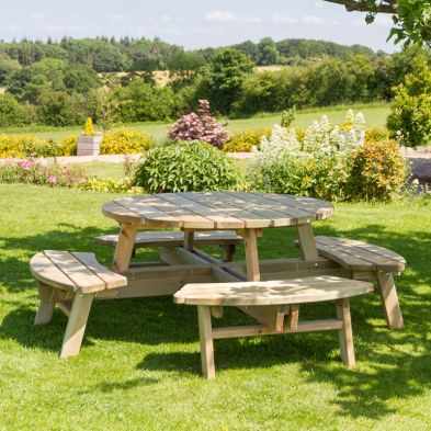 See more information about the Rose Round Outdoor Picnic Dining Table