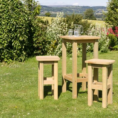 See more information about the Bahama Table & 2 Stool Set Garden Chairs