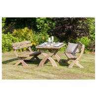 See more information about the Harriet Table & 2 Bench Set Outdoor Dining