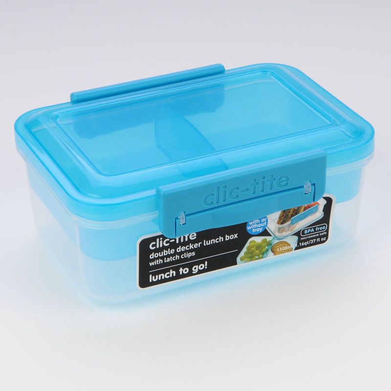 Clic Tite Double Decker Turquoise Lunch Box Clip Lid