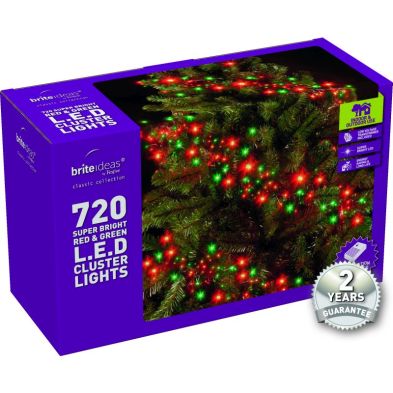 See more information about the 720 Cluster Red/Green LED Christmas lights with a 2 year Guarantee.