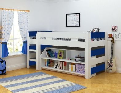 See more information about the Lollipop Single Bed with Storage - White/Blue