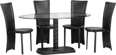 See more information about the Cameo Oval Dining Set - BLACK/CLEAR