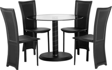 See more information about the Cameo Round Dining Set - BLACK/CLEAR