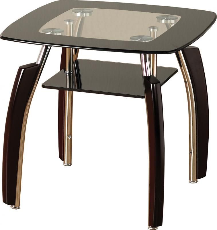 Elena Glass Lamp Table - CLEAR/BLACK