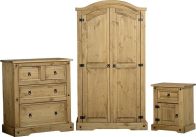 See more information about the Corona Bedroom Trio (Chest, Wardrobe & Cabinet) - DISTRESSED WAXED PINE