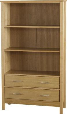 See more information about the Oakleigh 2 Drawer Bookcase (High) - NATURAL OAK VENEER