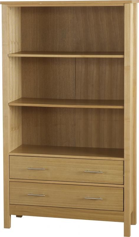 Oakleigh 2 Drawer Bookcase (High) - NATURAL OAK VENEER