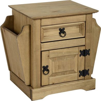 See more information about the Corona 1 Drawer Magazine Table - DISTRESSED WAXED PINE