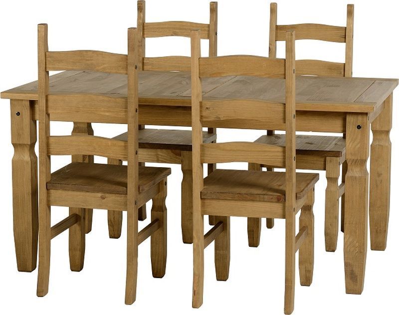 Corona 5' Dining Set - DISTRESSED WAXED PINE