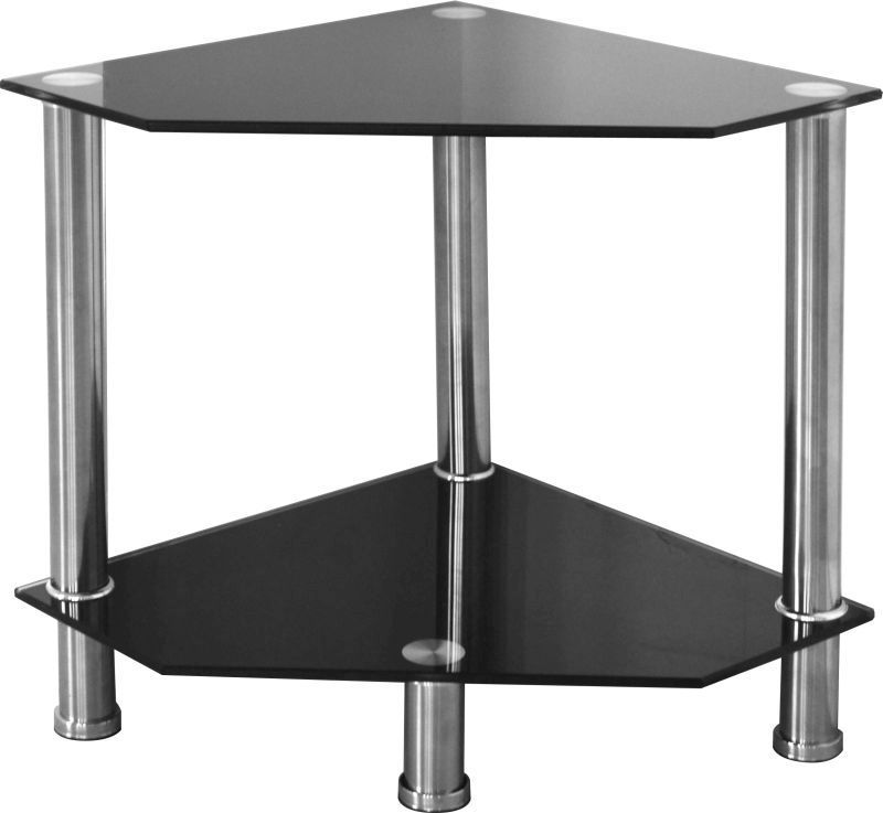 Alto Occasional Stand - BLACK GLASS/SILVER