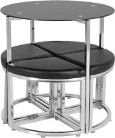 See more information about the Grafton Stowaway Dining Set - BLACK GLASS/CHROME