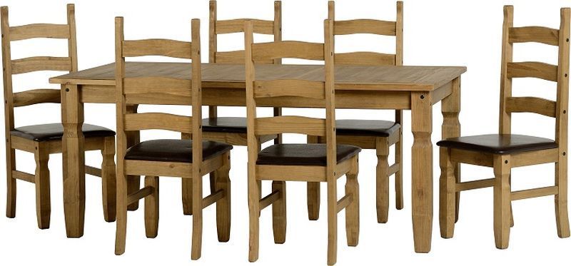 Corona 6' Dining Set - DWP/EXPRESSO BROWN