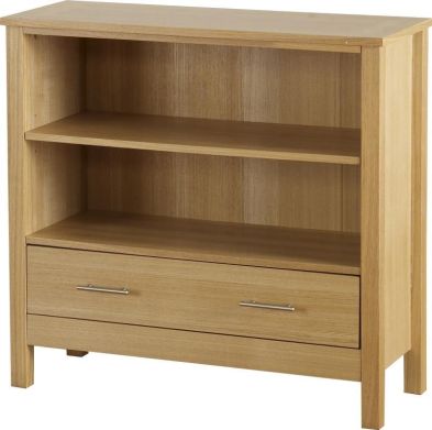 See more information about the Oakleigh Low Bookcase (1 Drawer) - NATURAL OAK VENEER