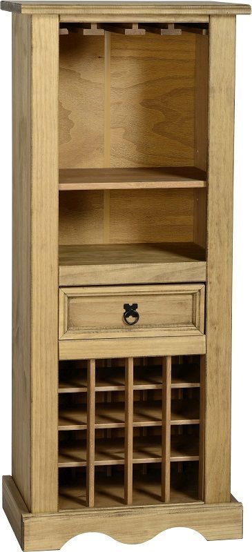 Corona Wine Rack (1 Drawer) - DISTRESSED WAXED PINE