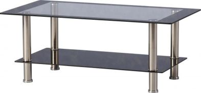 See more information about the Harlequin Coffee Table - CLEAR/BLACK GLASS/CHROME