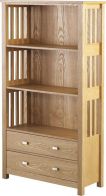 See more information about the Ashmore High Wooden Bookcase  (2 Drawer) - ASH VENEER