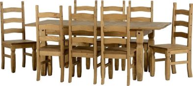 See more information about the Corona Extending Dining Set (1+8) - DISTRESSED WAXED PINE