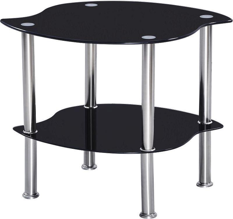 Colby Lamp Table - BLACK GLASS/SILVER