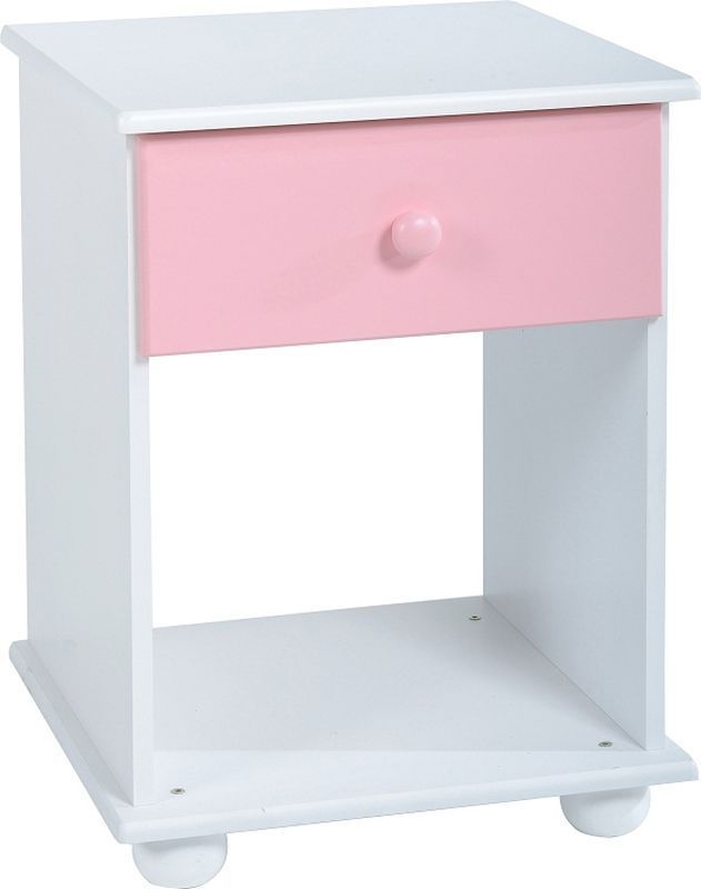 Rainbow 1 Drawer Bedside Cabinet - PINK/WHITE