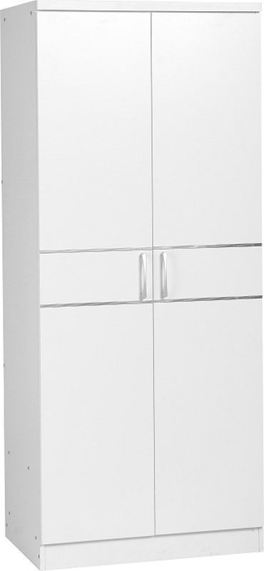 Jordan 2 Door Wardrobe - WHITE/SILVER