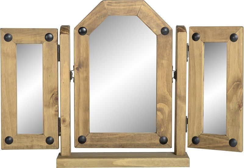 Corona Triple Swivel Mirror - DISTRESSED WAXED PINE